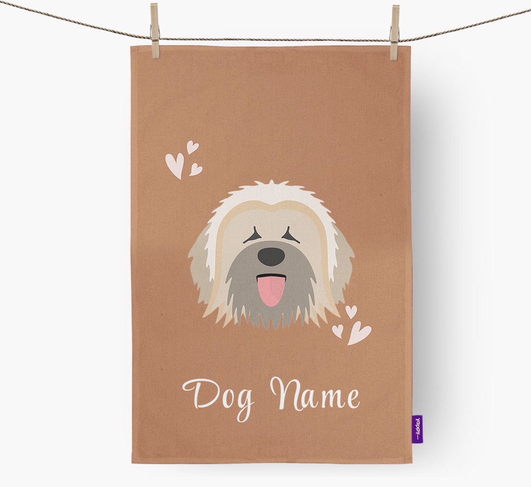 'Hearts' - Personalized {breedFullName} Dish Towel