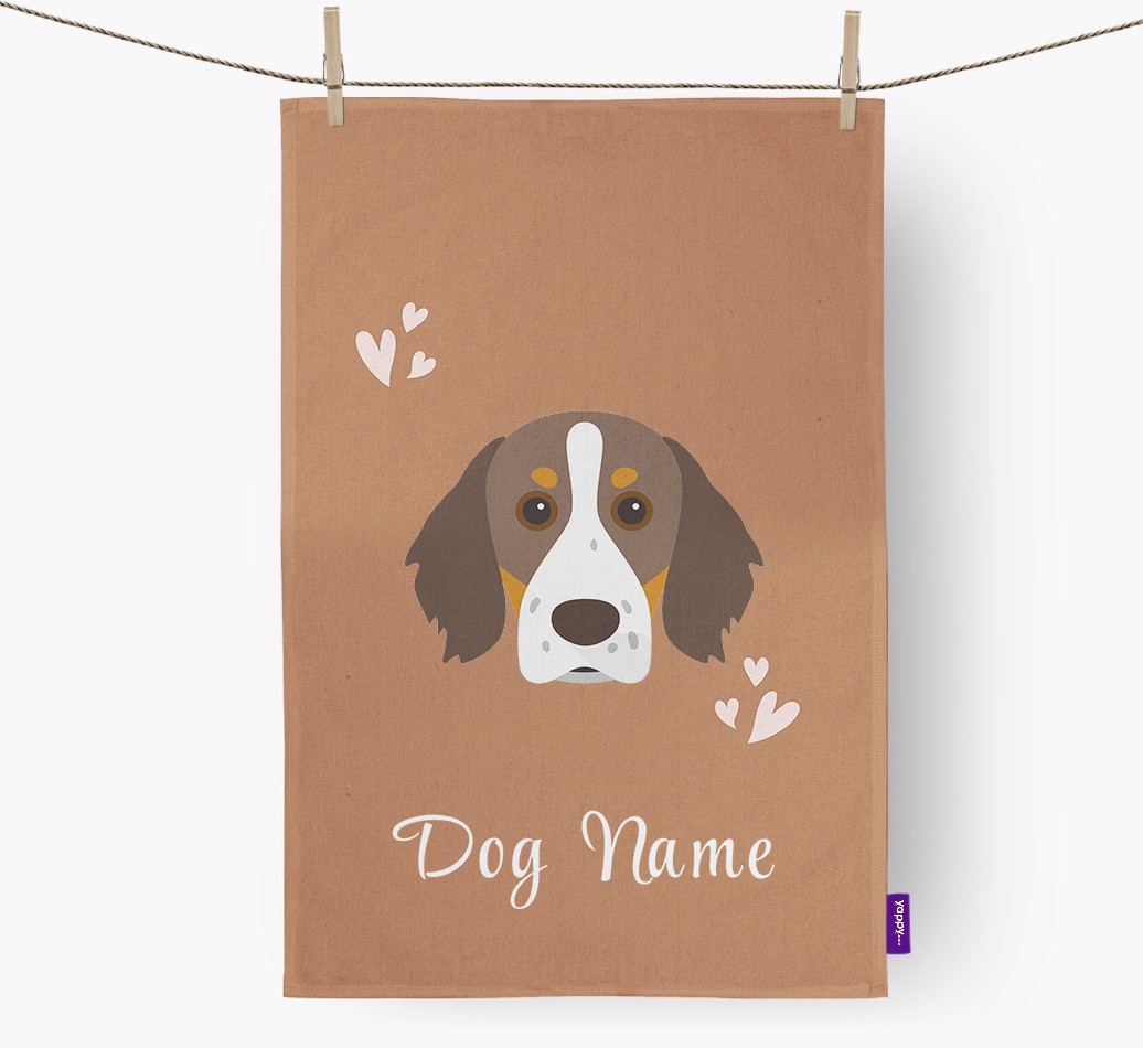 'Hearts' - Personalized {breedFullName} Dish Towel