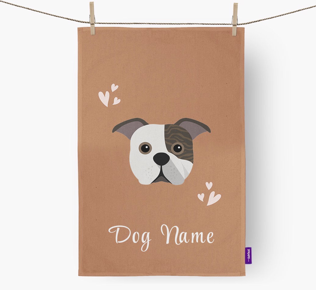 'Hearts' - Personalised {breedFullName} Tea Towel
