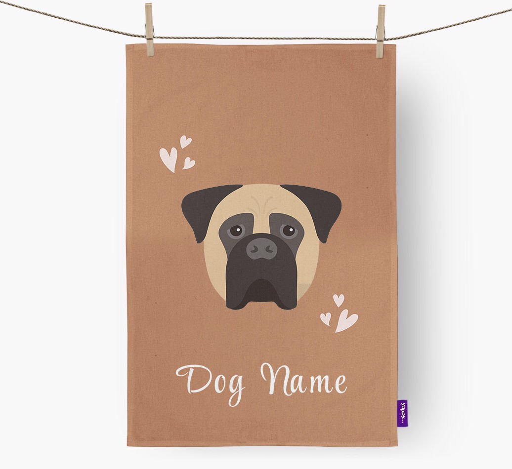 'Hearts' - Personalised {breedFullName} Tea Towel