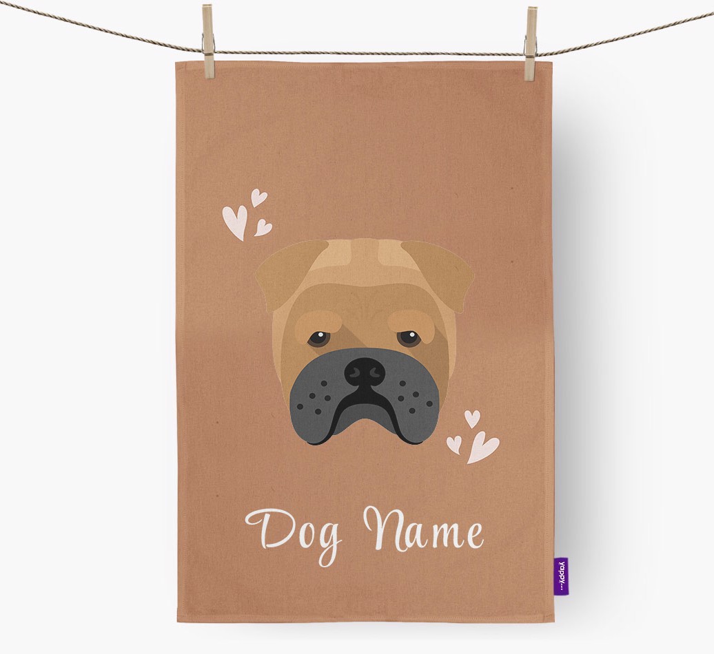 'Hearts' - Personalized {breedFullName} Dish Towel