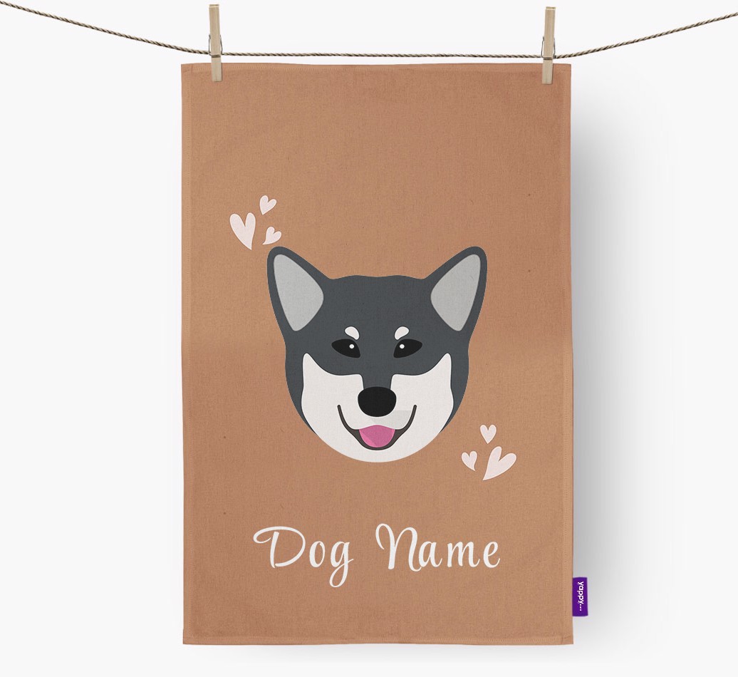 'Hearts' - Personalised {breedFullName} Tea Towel