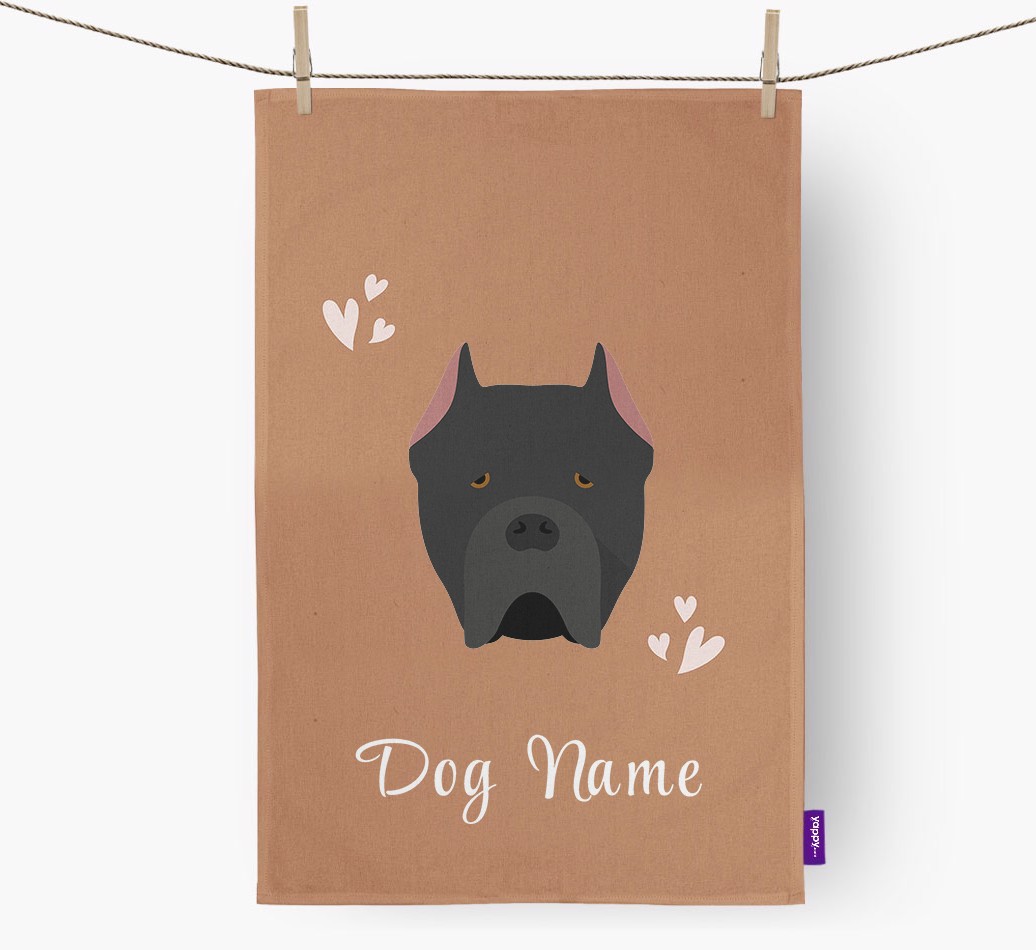 'Hearts' - Personalized {breedFullName} Dish Towel