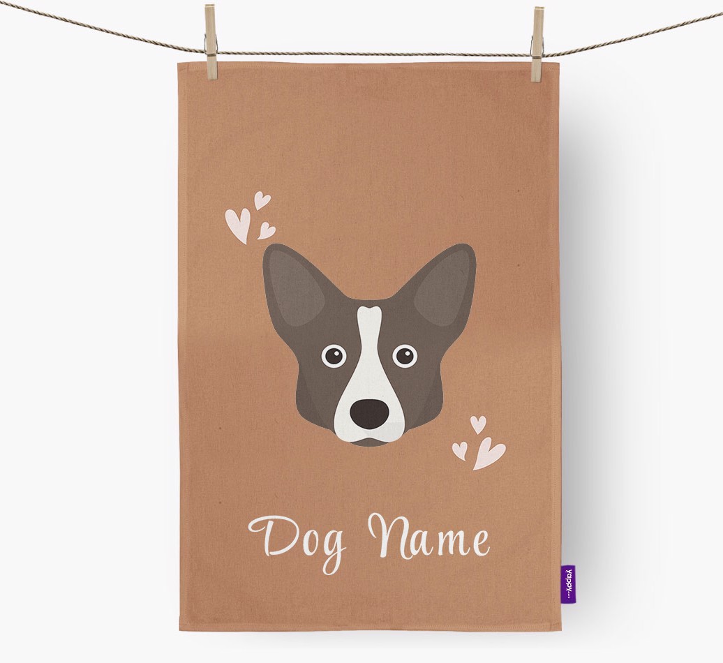 'Hearts' - Personalized {breedFullName} Dish Towel