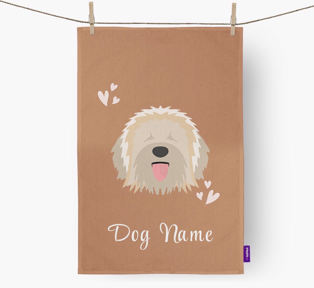 'Hearts' - Personalised {breedFullName} Tea Towel
