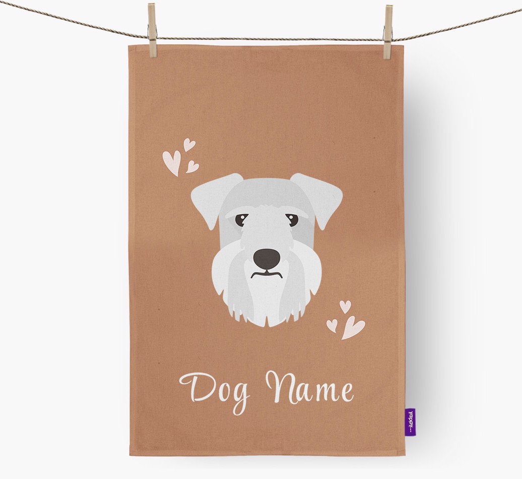 'Hearts' - Personalised {breedFullName} Tea Towel