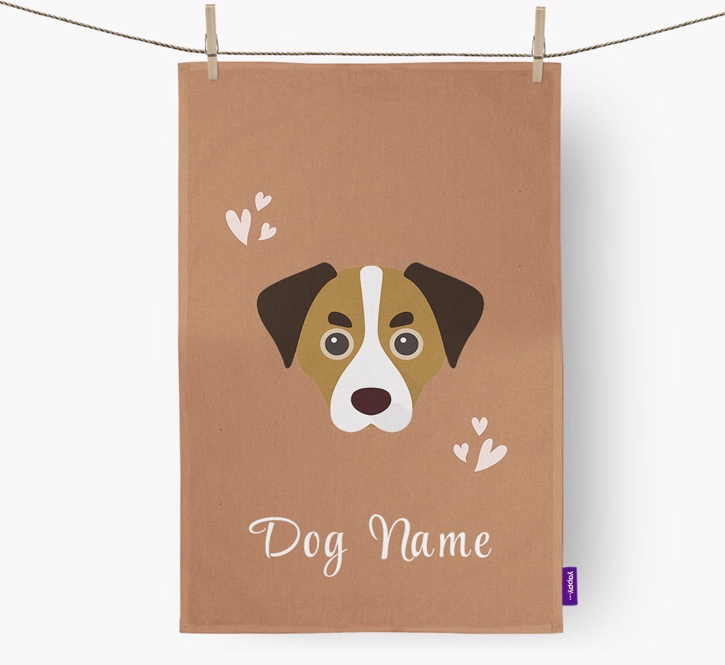 'Hearts' - Personalised {breedFullName} Tea Towel
