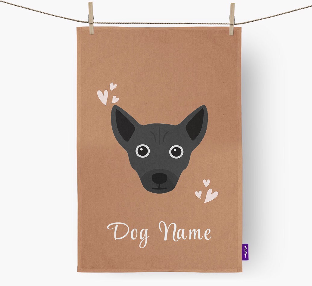 'Hearts' - Personalised {breedFullName} Tea Towel