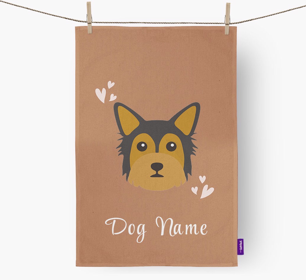 'Hearts' - Personalised {breedFullName} Tea Towel