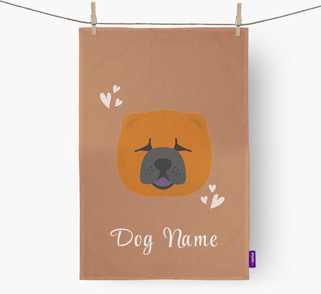 'Hearts' - Personalised {breedFullName} Tea Towel