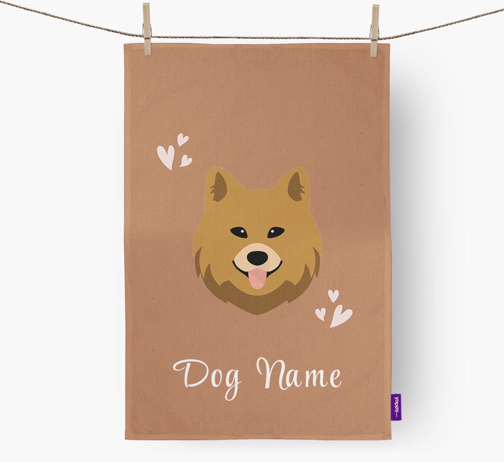 'Hearts' - Personalised {breedFullName} Tea Towel