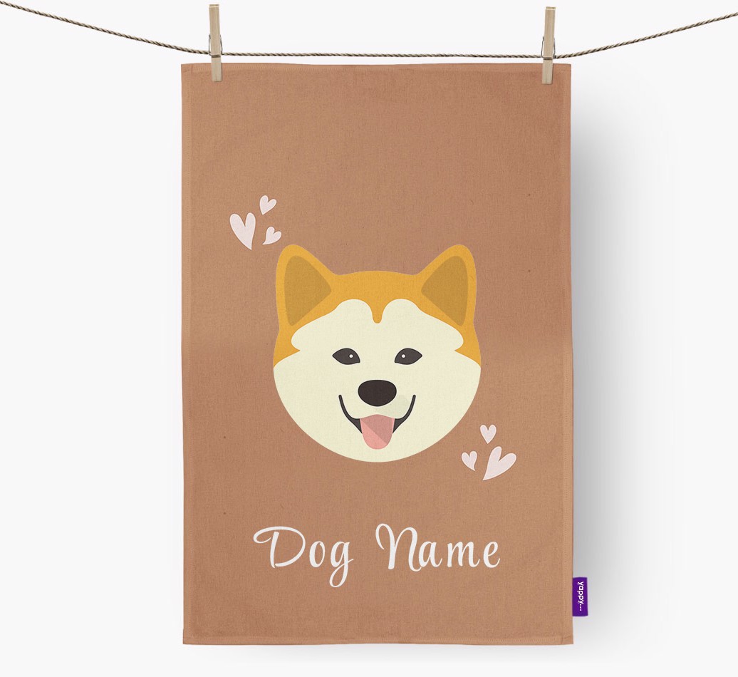 'Hearts' - Personalised {breedFullName} Tea Towel