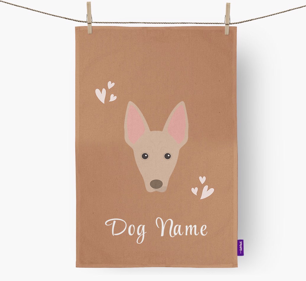 'Hearts' - Personalised {breedFullName} Tea Towel