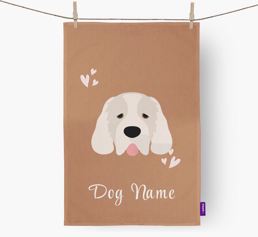 'Hearts' - Personalised {breedFullName} Tea Towel