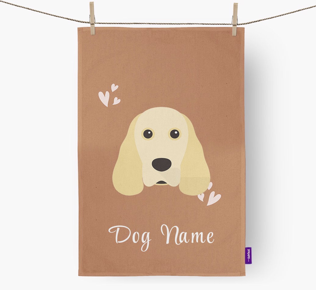 'Hearts' - Personalized {breedFullName} Dish Towel