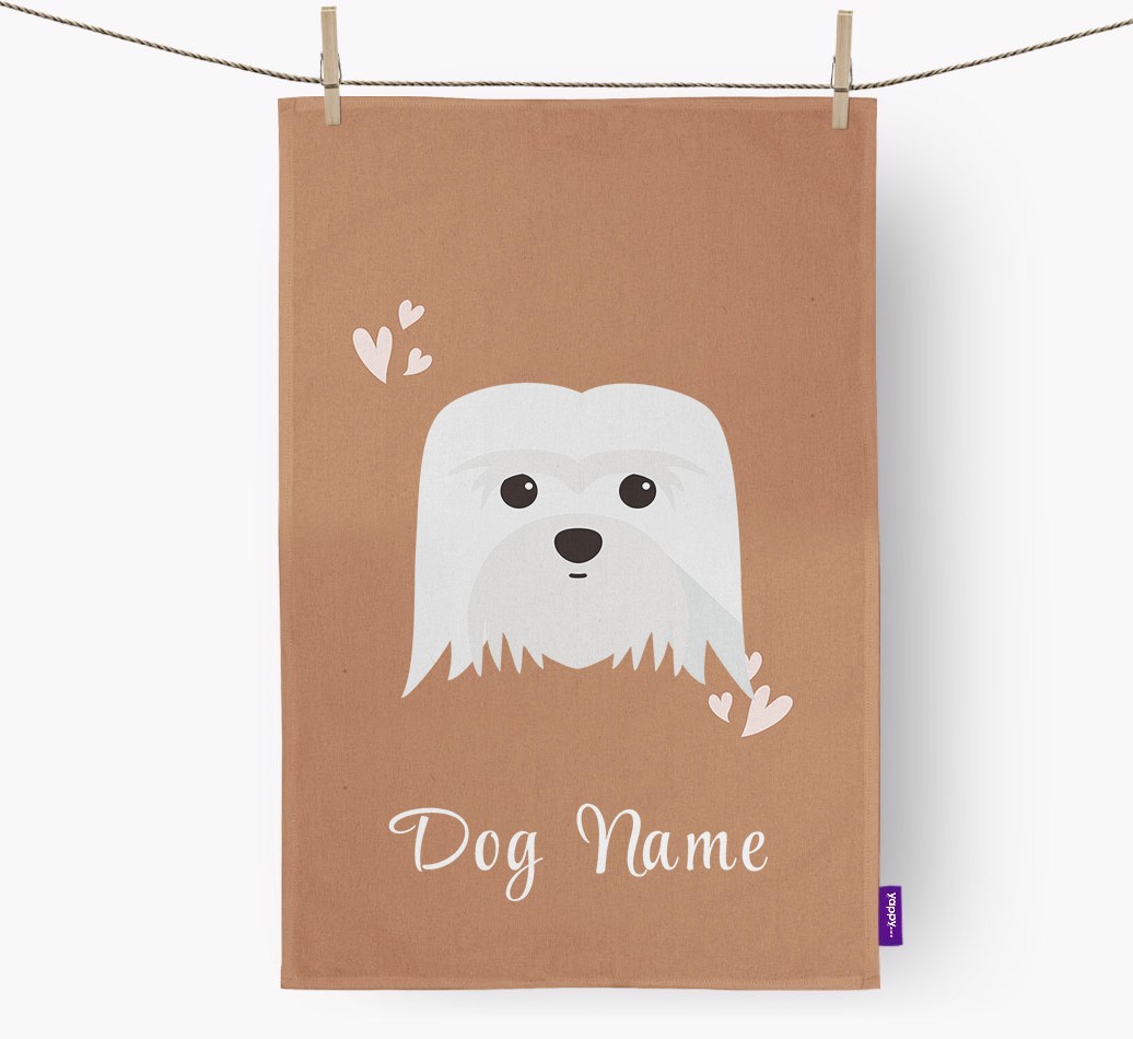 'Hearts' - Personalised {breedFullName} Tea Towel