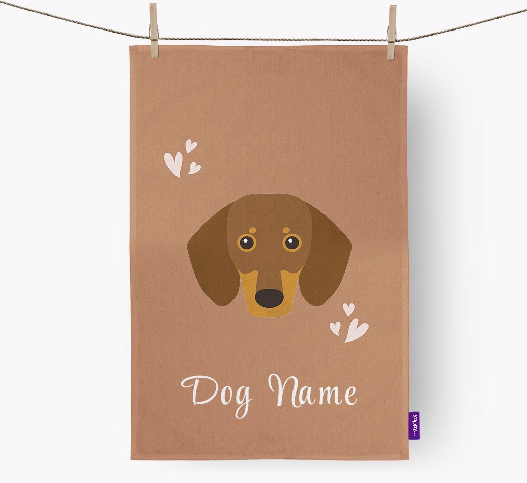'Hearts' - Personalised {breedFullName} Tea Towel