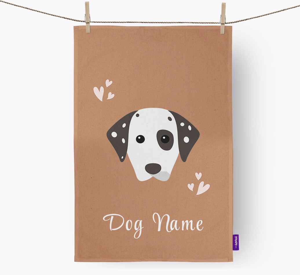 'Hearts' - Personalised {breedFullName} Tea Towel