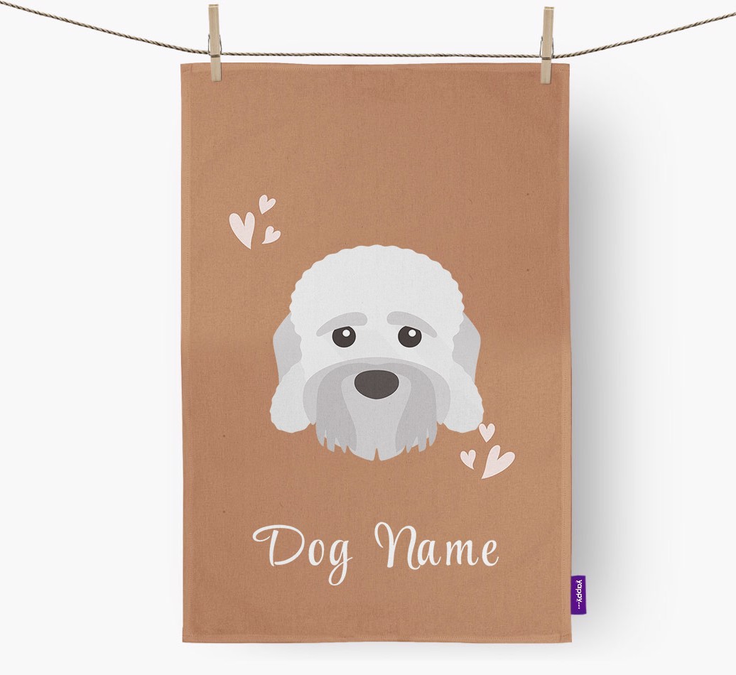 'Hearts' - Personalised {breedFullName} Tea Towel