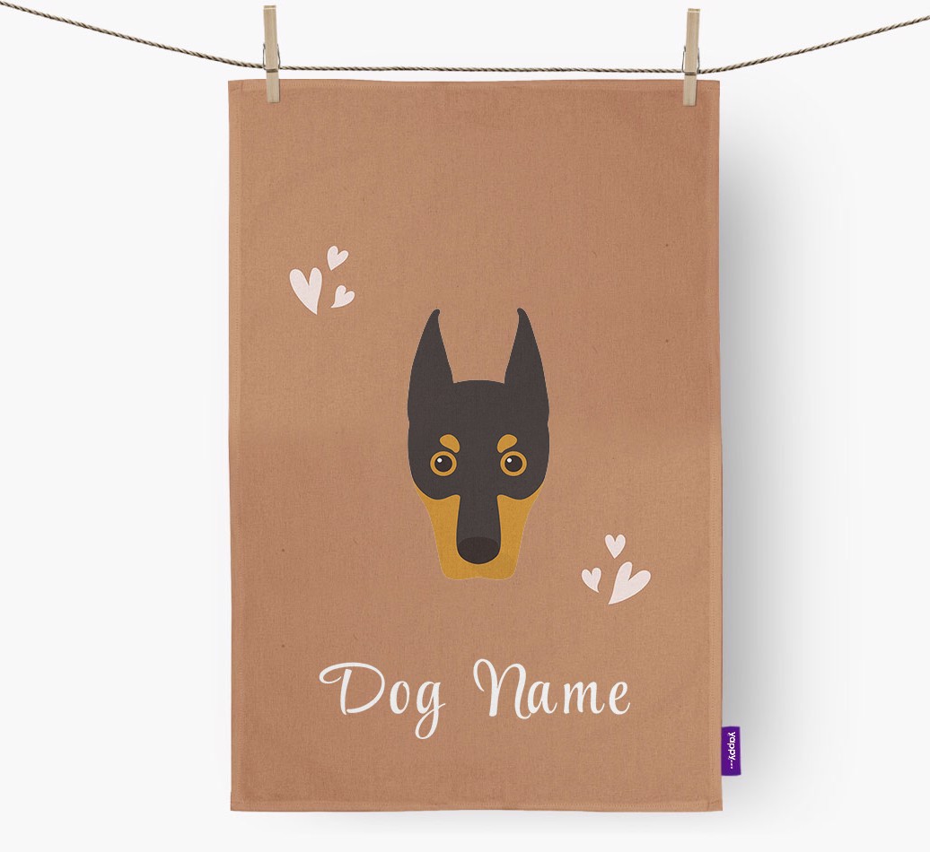 'Hearts' - Personalised {breedFullName} Tea Towel