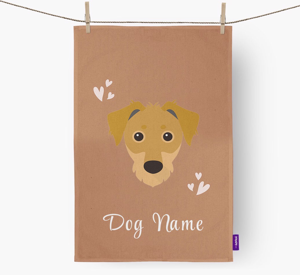 'Hearts' - Personalised {breedFullName} Tea Towel