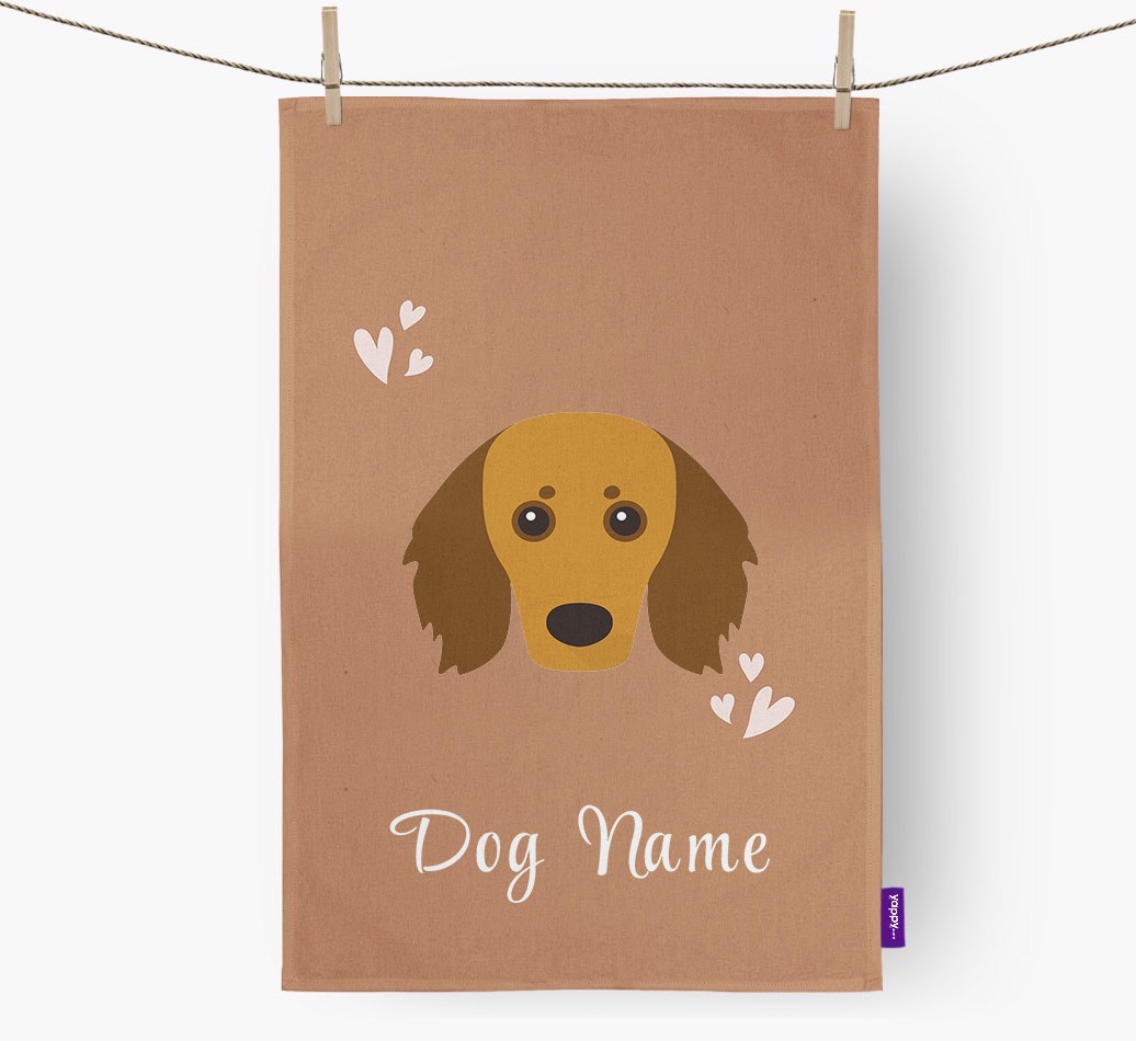 'Hearts' - Personalised {breedFullName} Tea Towel