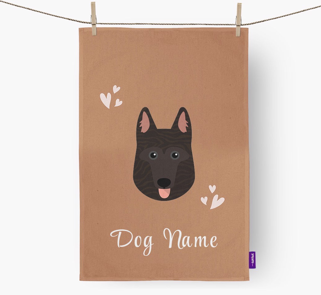 'Hearts' - Personalised {breedFullName} Tea Towel