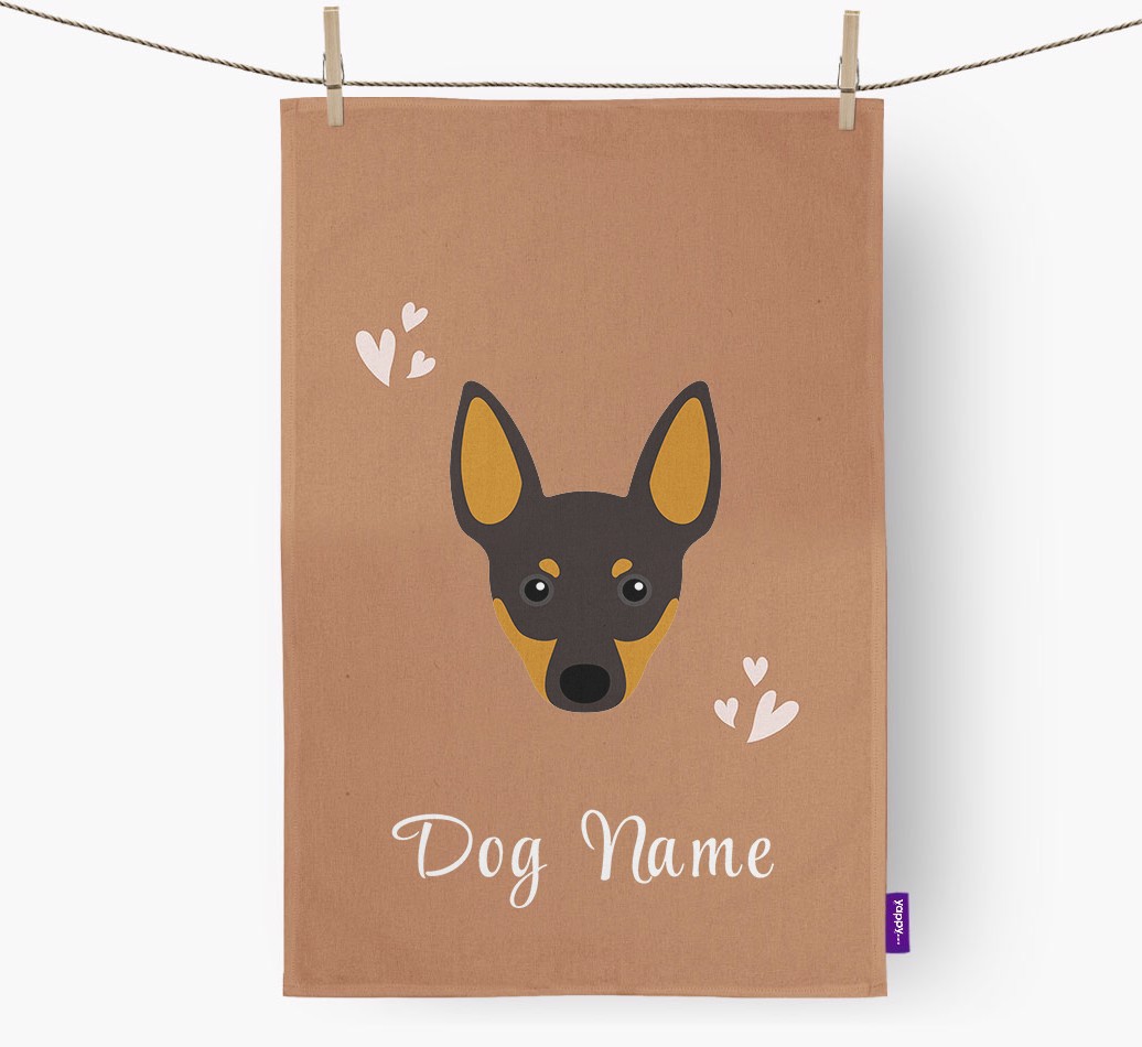 'Hearts' - Personalised {breedFullName} Tea Towel