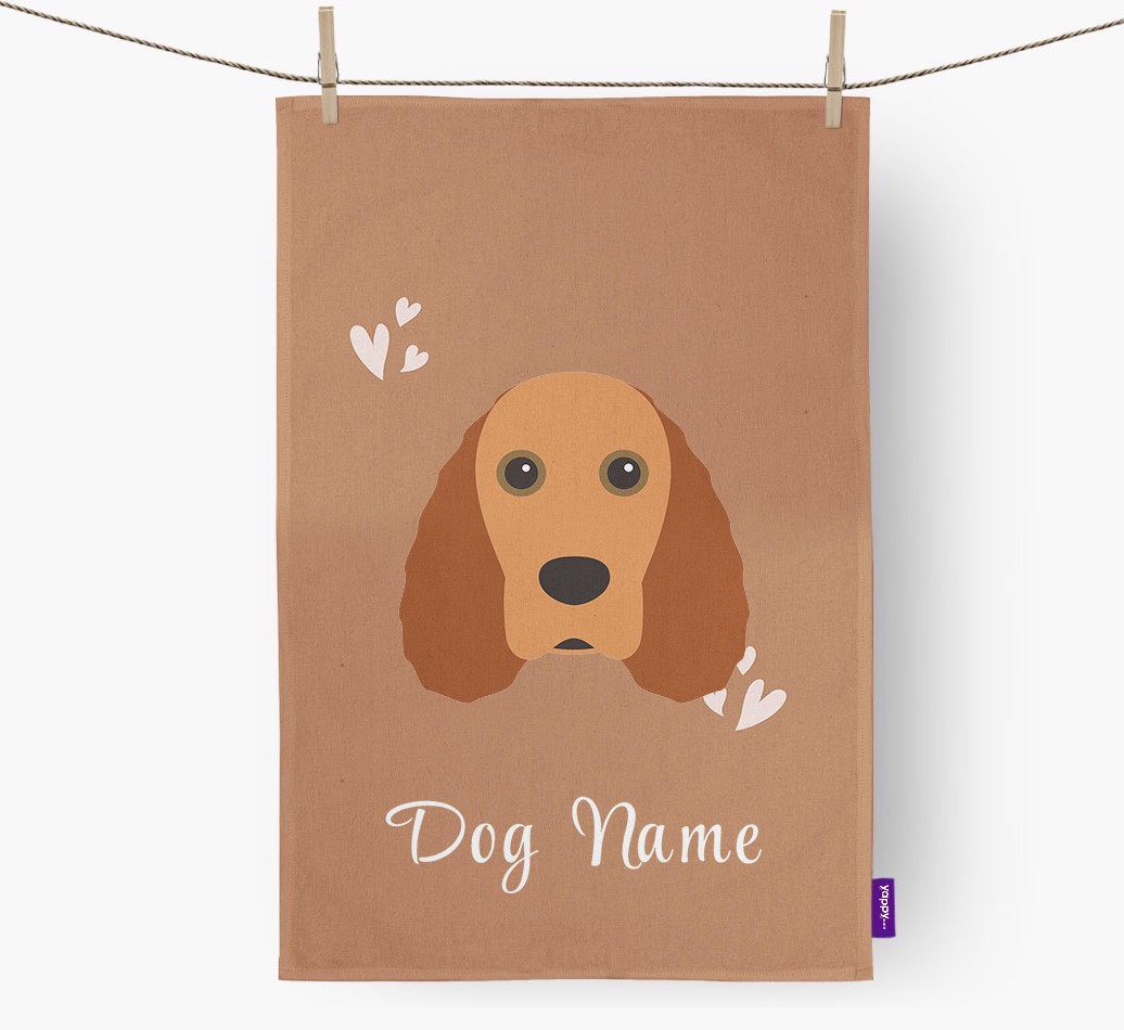 'Hearts' - Personalised {breedFullName} Tea Towel