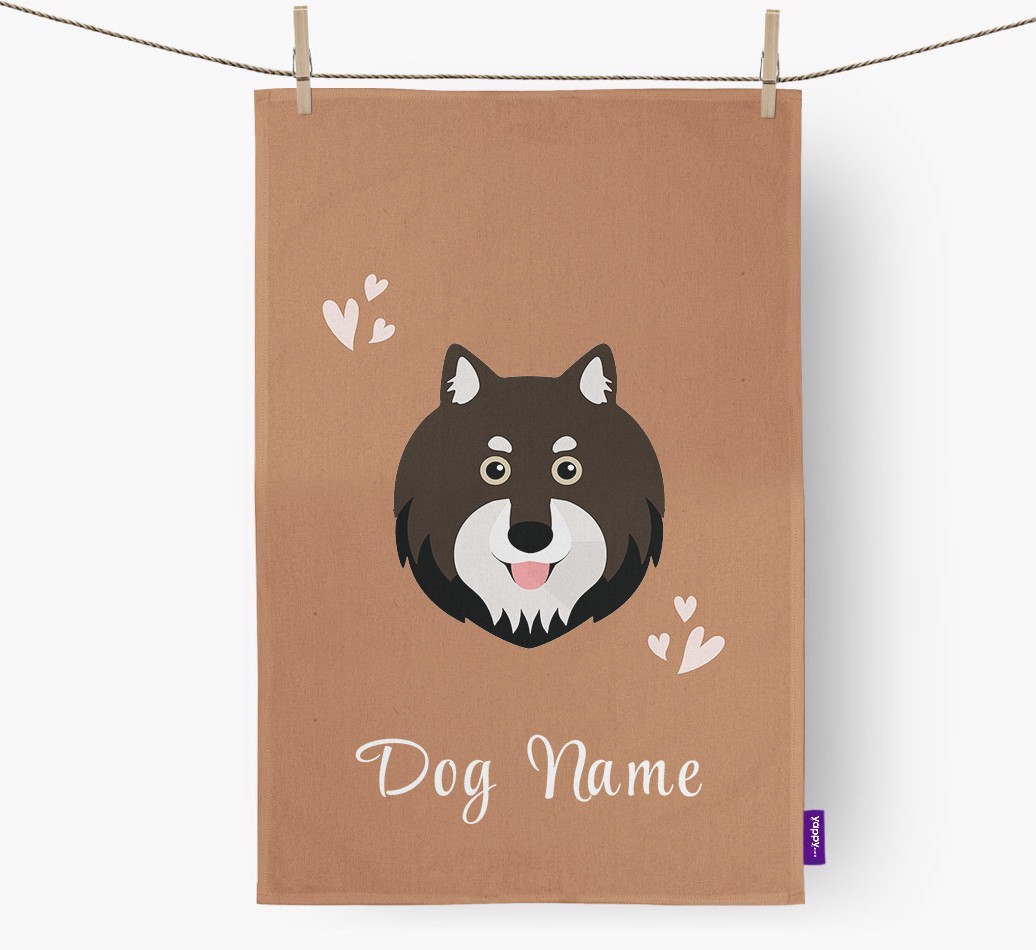 'Hearts' - Personalised {breedFullName} Tea Towel
