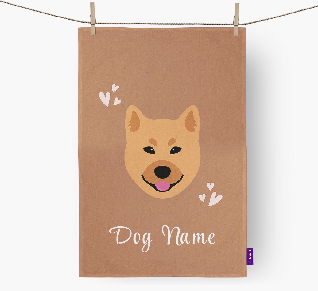 'Hearts' - Personalized {breedFullName} Dish Towel