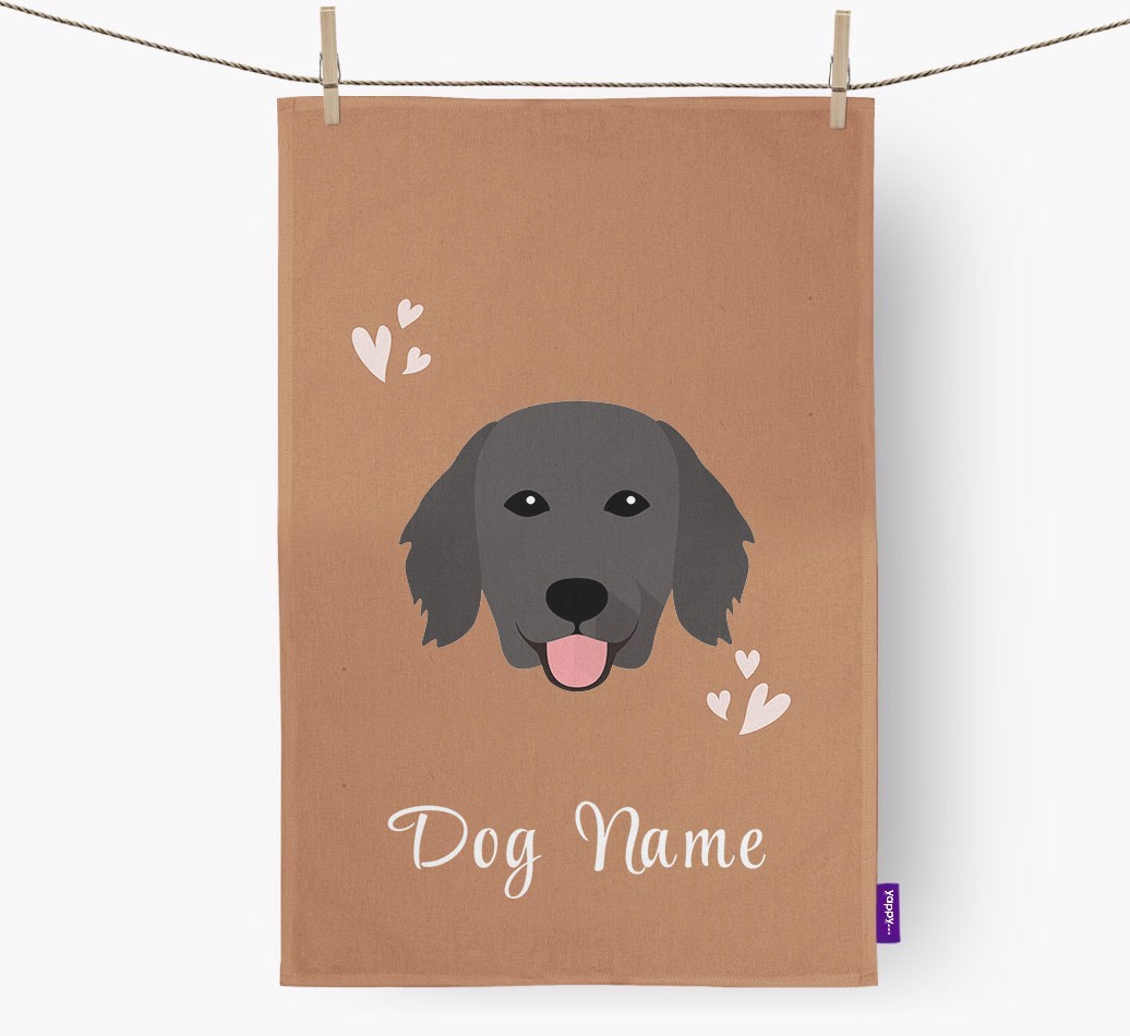 'Hearts' - Personalised {breedFullName} Tea Towel