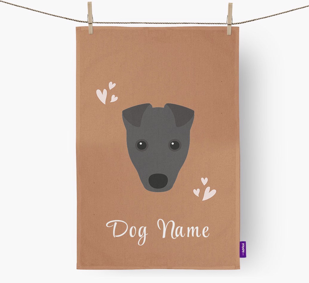 'Hearts' - Personalised {breedFullName} Tea Towel