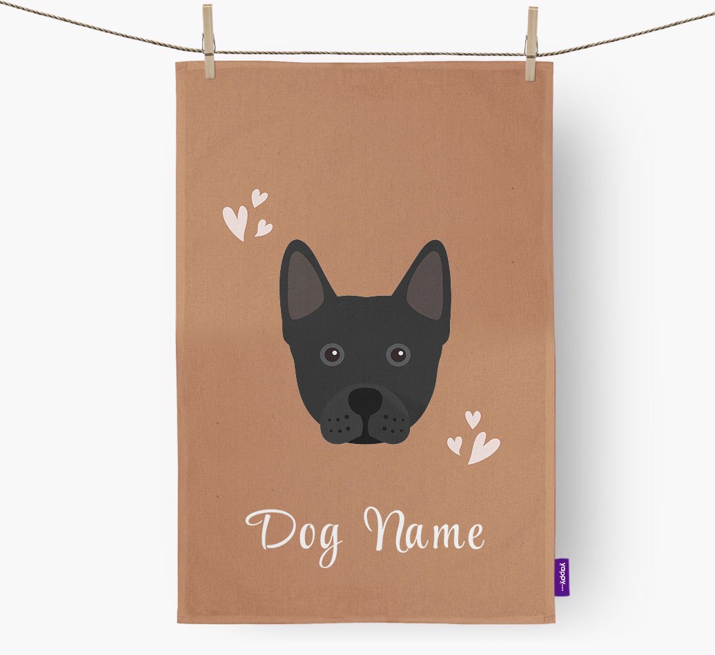 'Hearts' - Personalized {breedFullName} Dish Towel