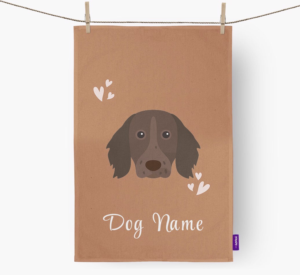 'Hearts' - Personalised {breedFullName} Tea Towel