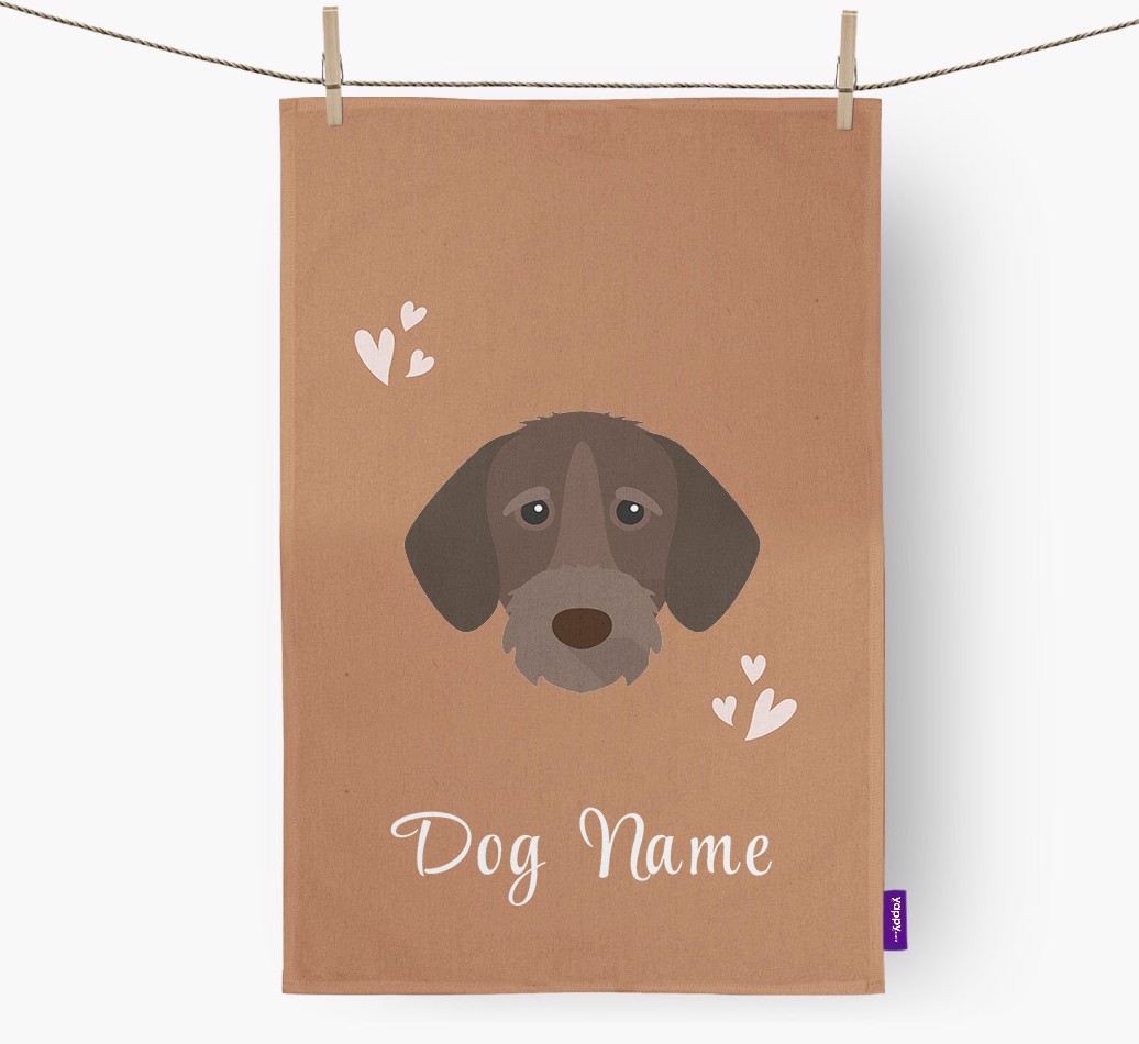 'Hearts' - Personalised {breedFullName} Tea Towel