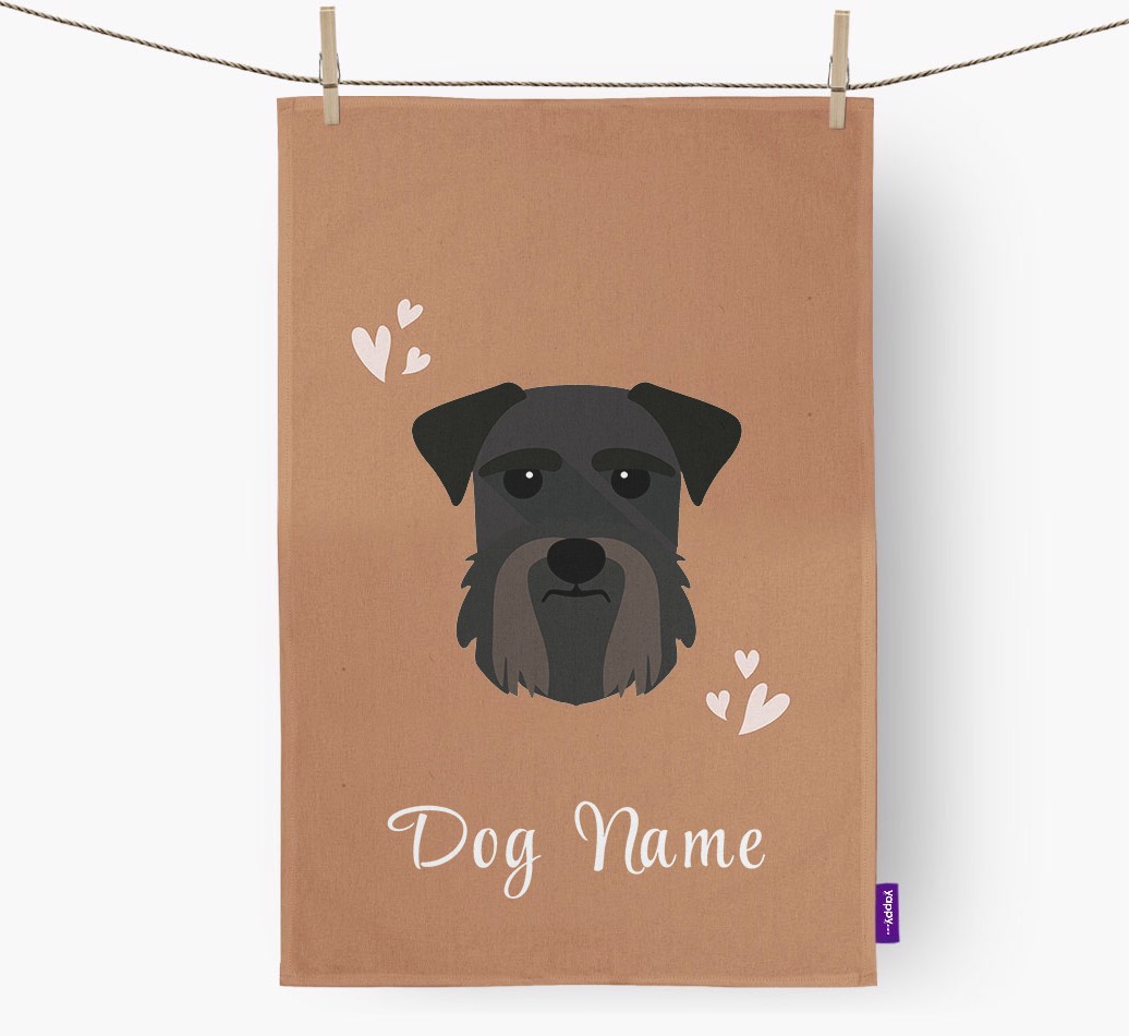 'Hearts' - Personalised {breedFullName} Tea Towel