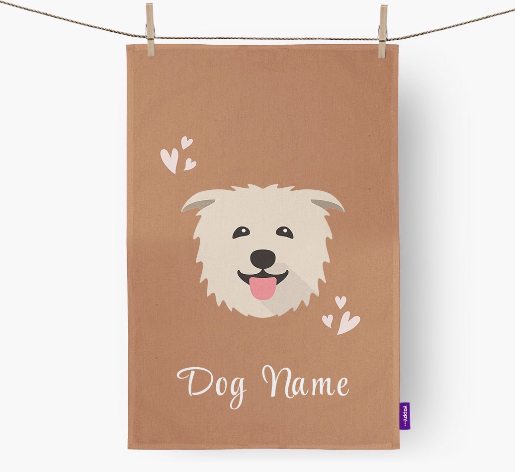 'Hearts' - Personalised {breedFullName} Tea Towel