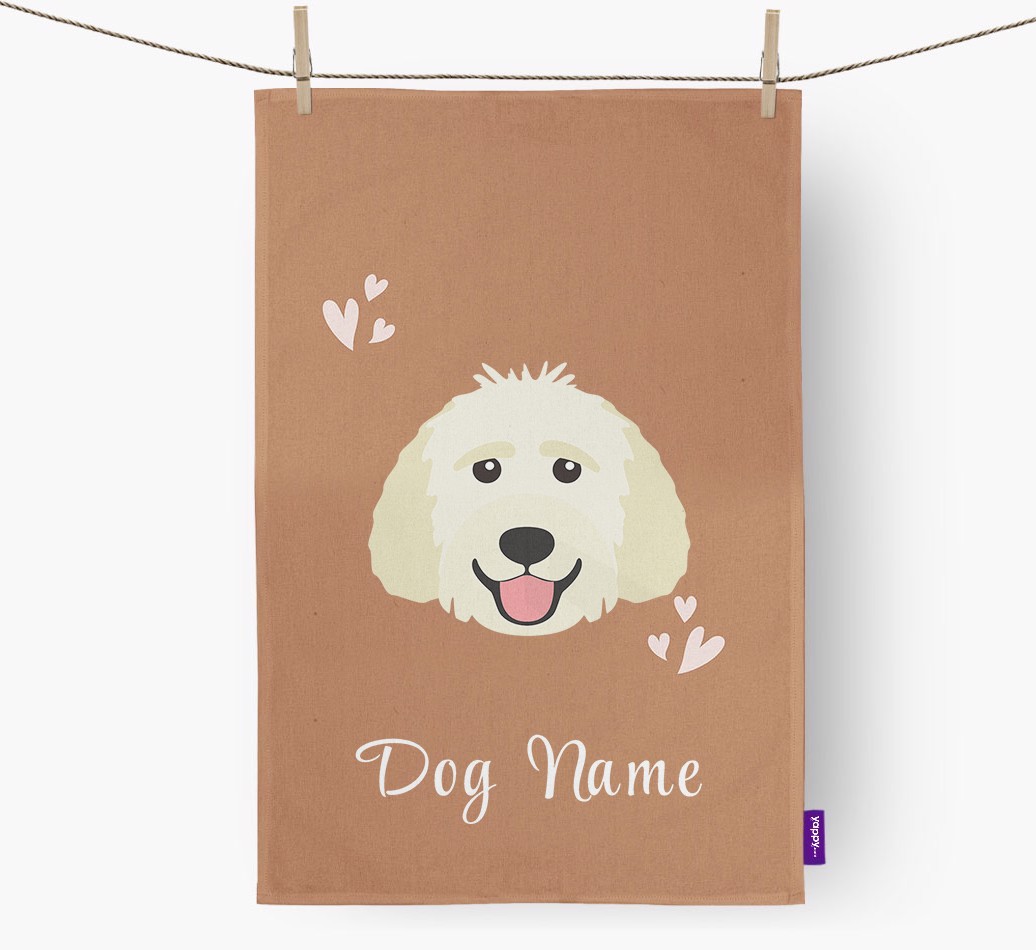 'Hearts' - Personalised {breedFullName} Tea Towel