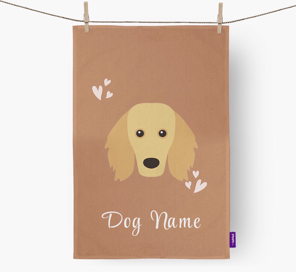 'Hearts' - Personalised {breedFullName} Tea Towel