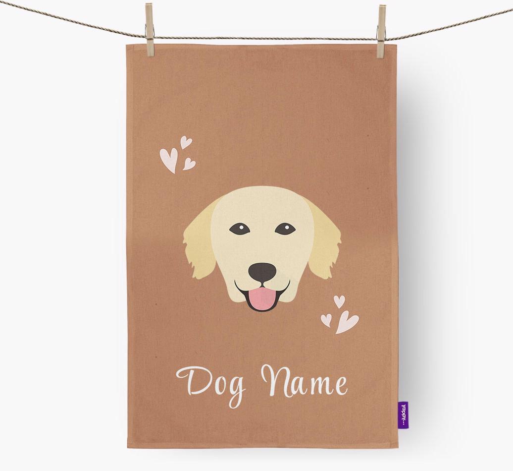 'Hearts' - Personalized {breedFullName} Dish Towel