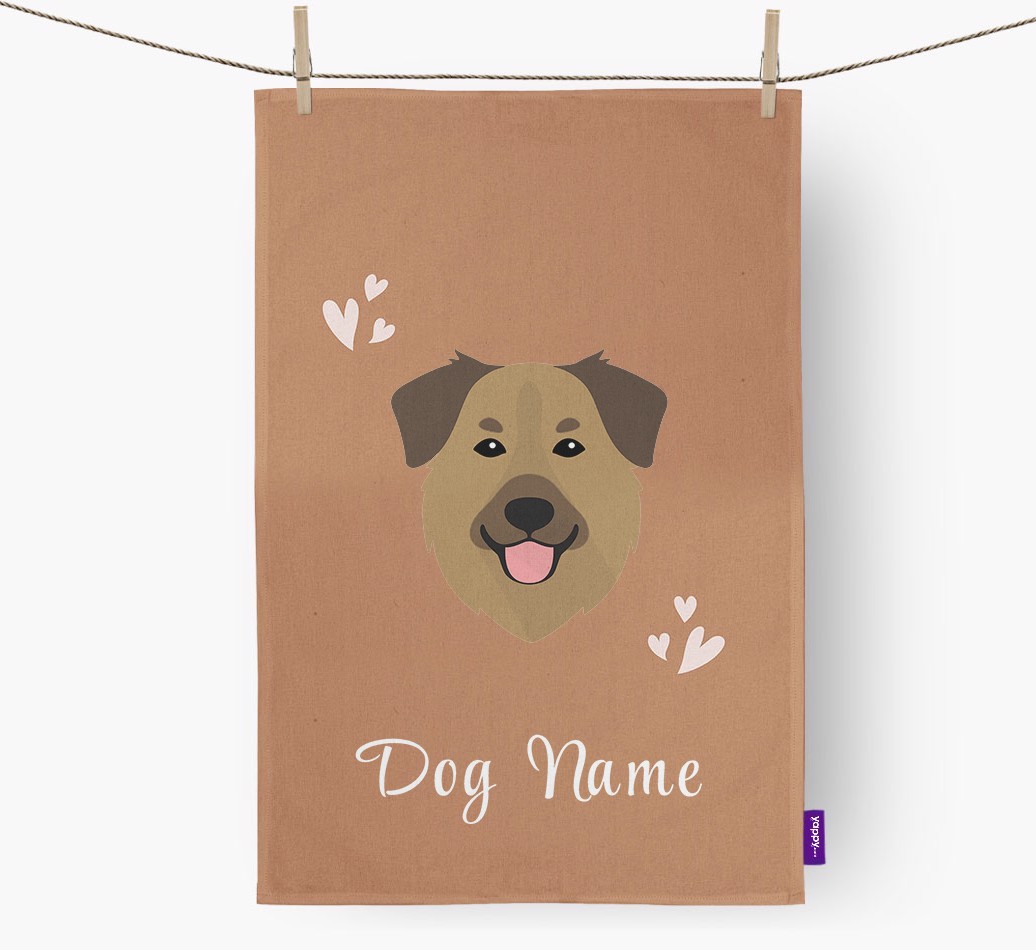 'Hearts' - Personalized {breedFullName} Dish Towel