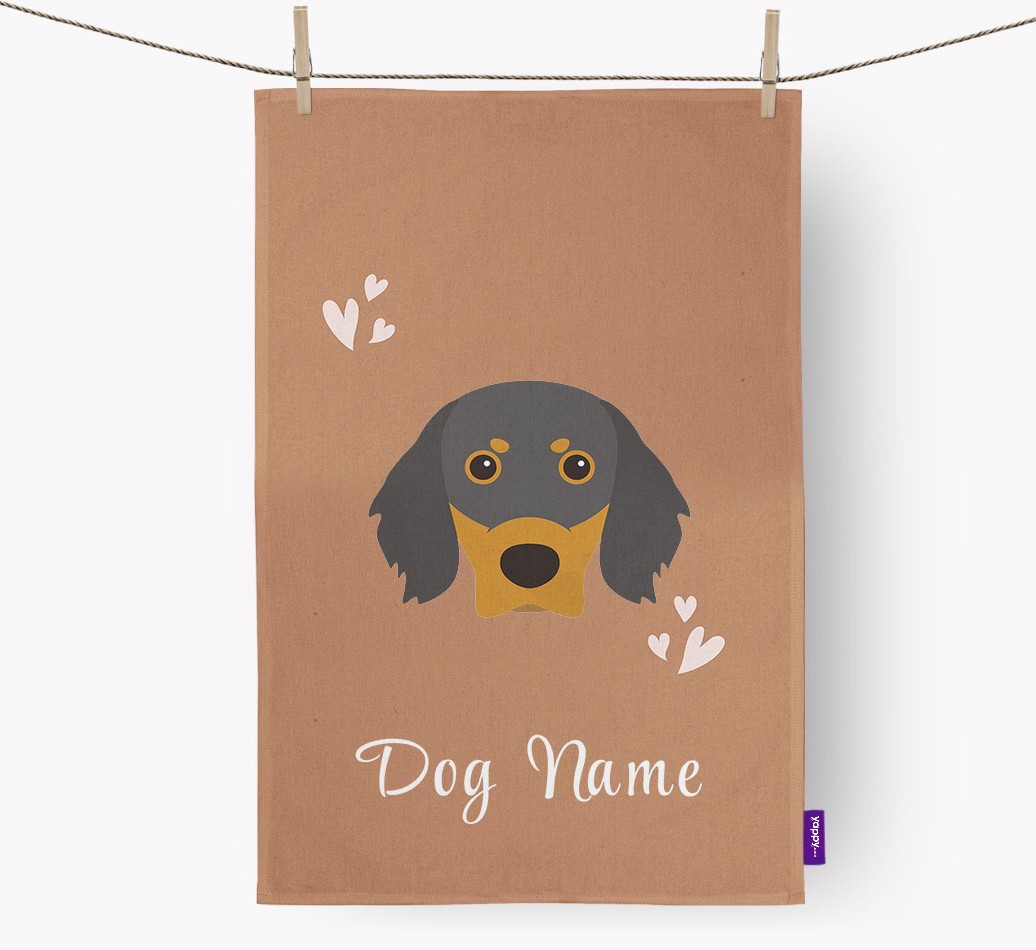 'Hearts' - Personalised {breedFullName} Tea Towel
