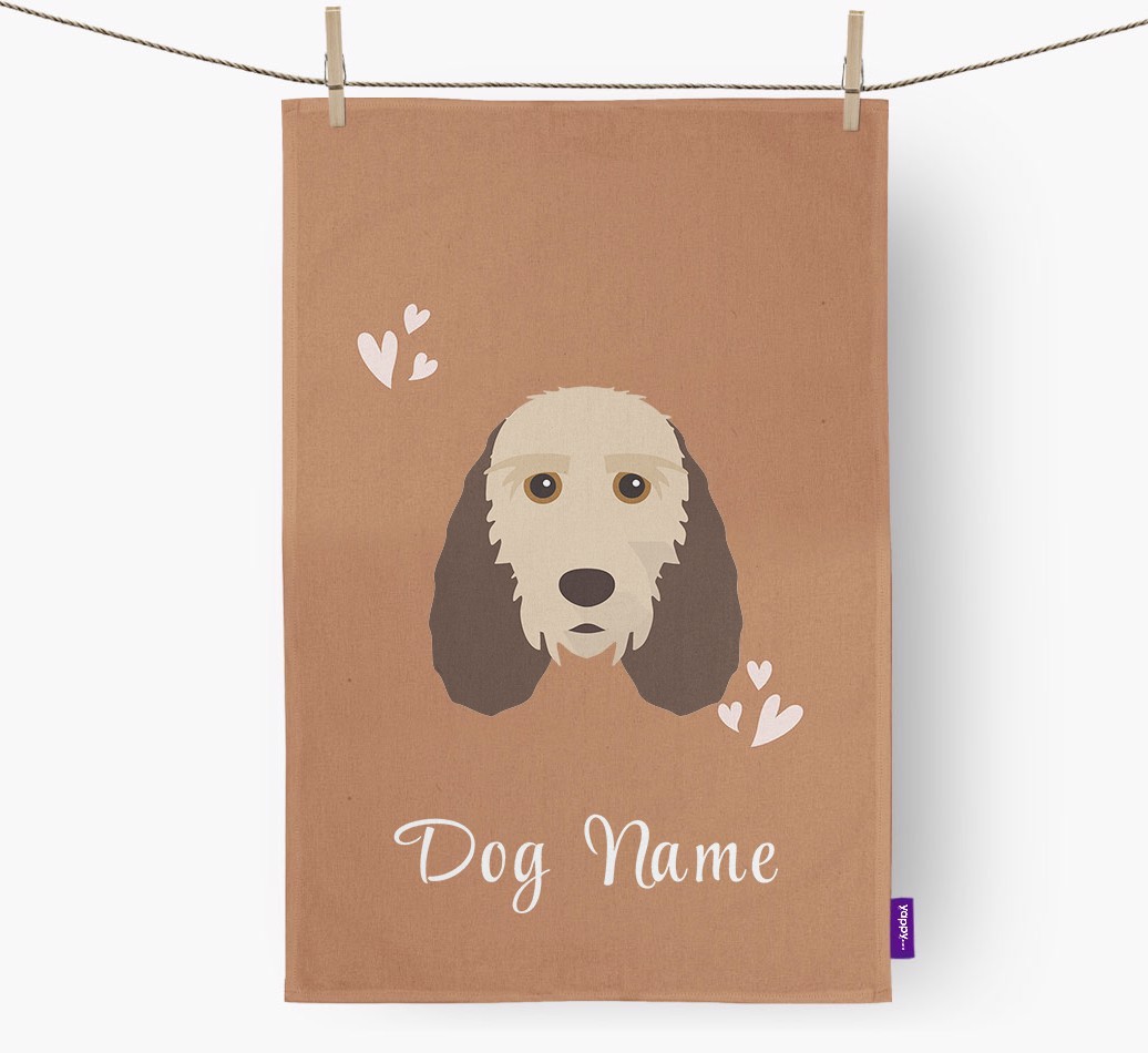 'Hearts' - Personalised {breedFullName} Tea Towel
