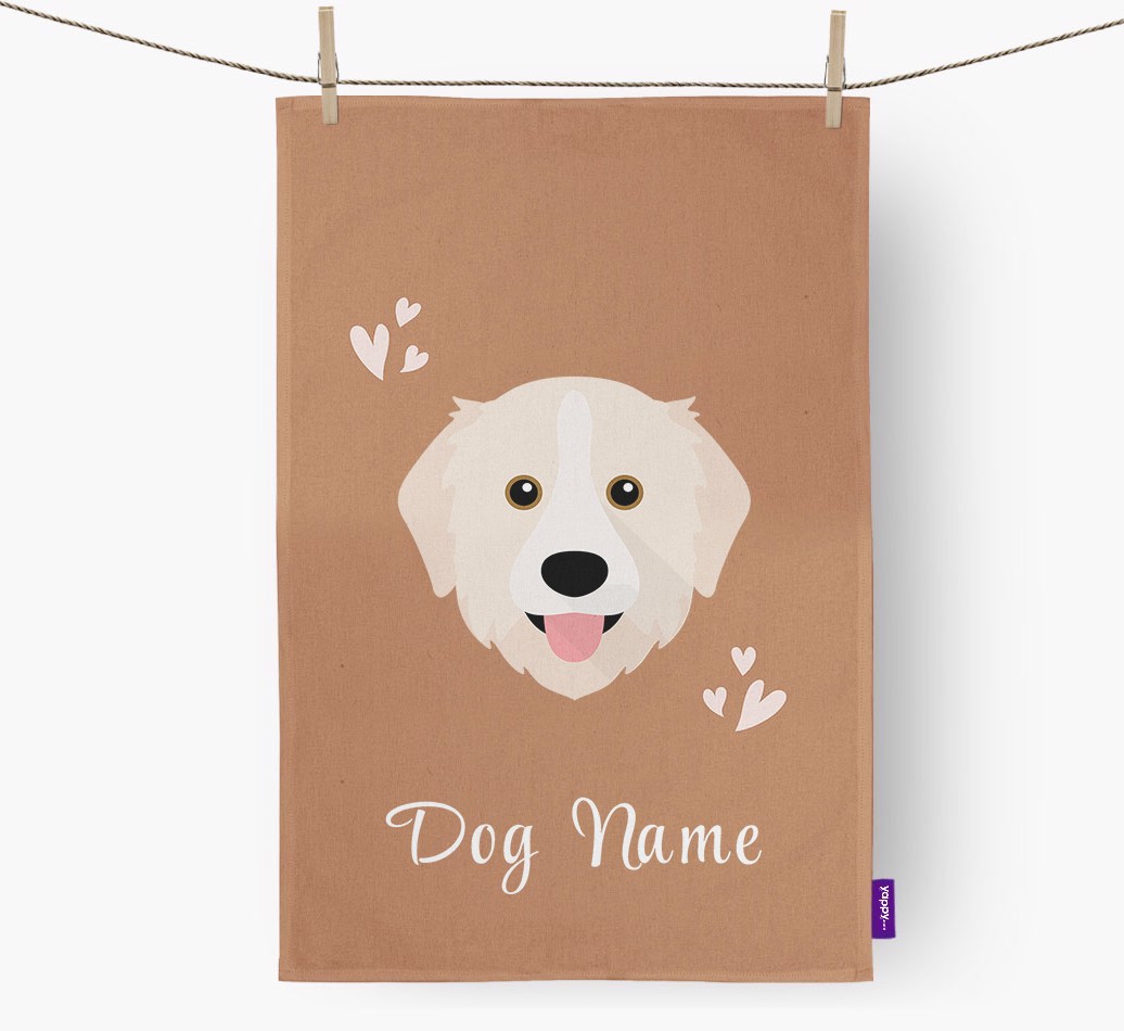 'Hearts' - Personalised {breedFullName} Tea Towel