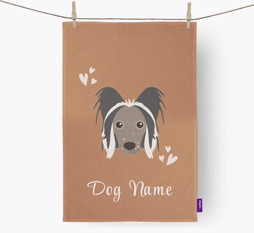 'Hearts' - Personalised {breedFullName} Tea Towel