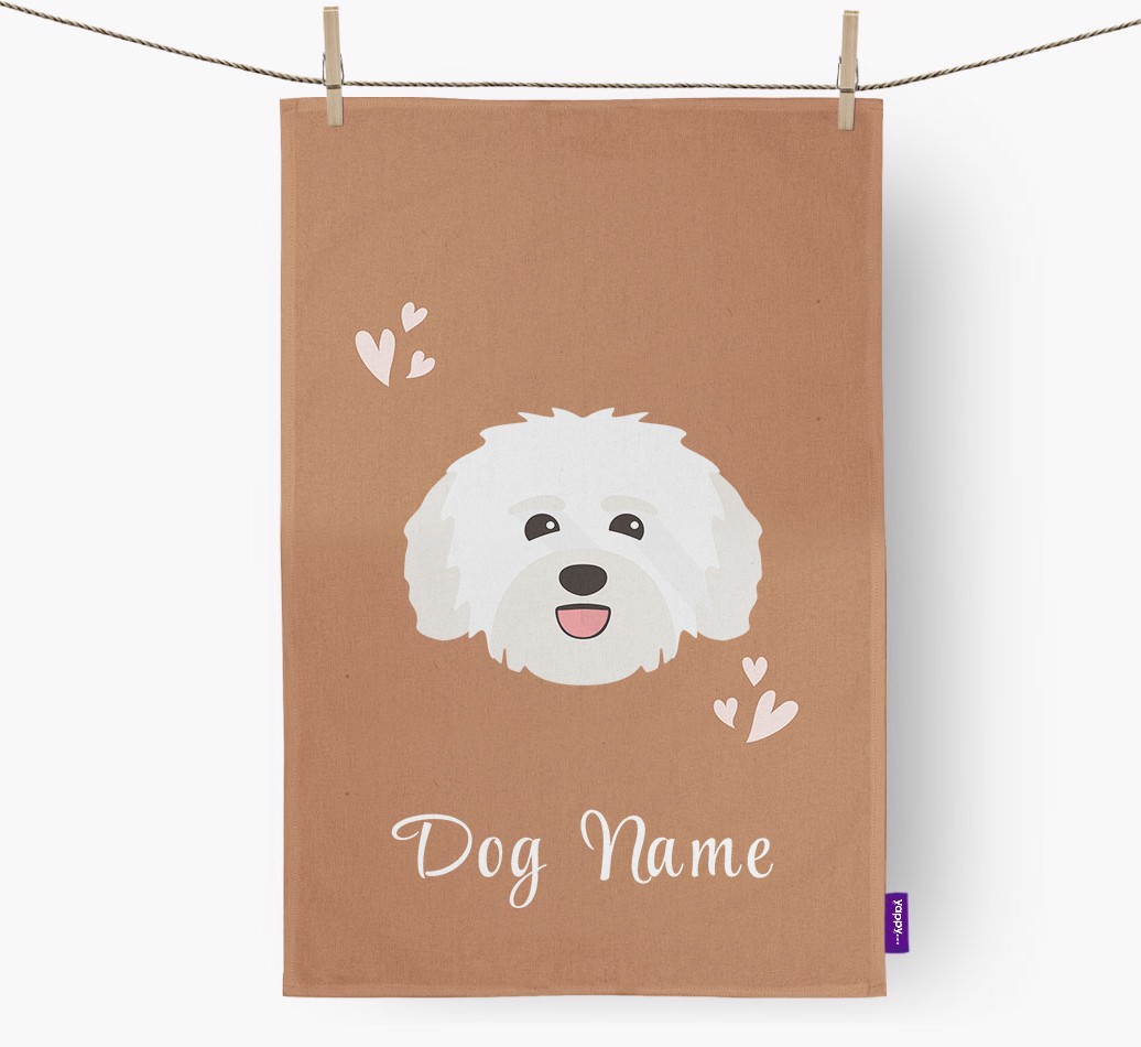 'Hearts' - Personalised {breedFullName} Tea Towel
