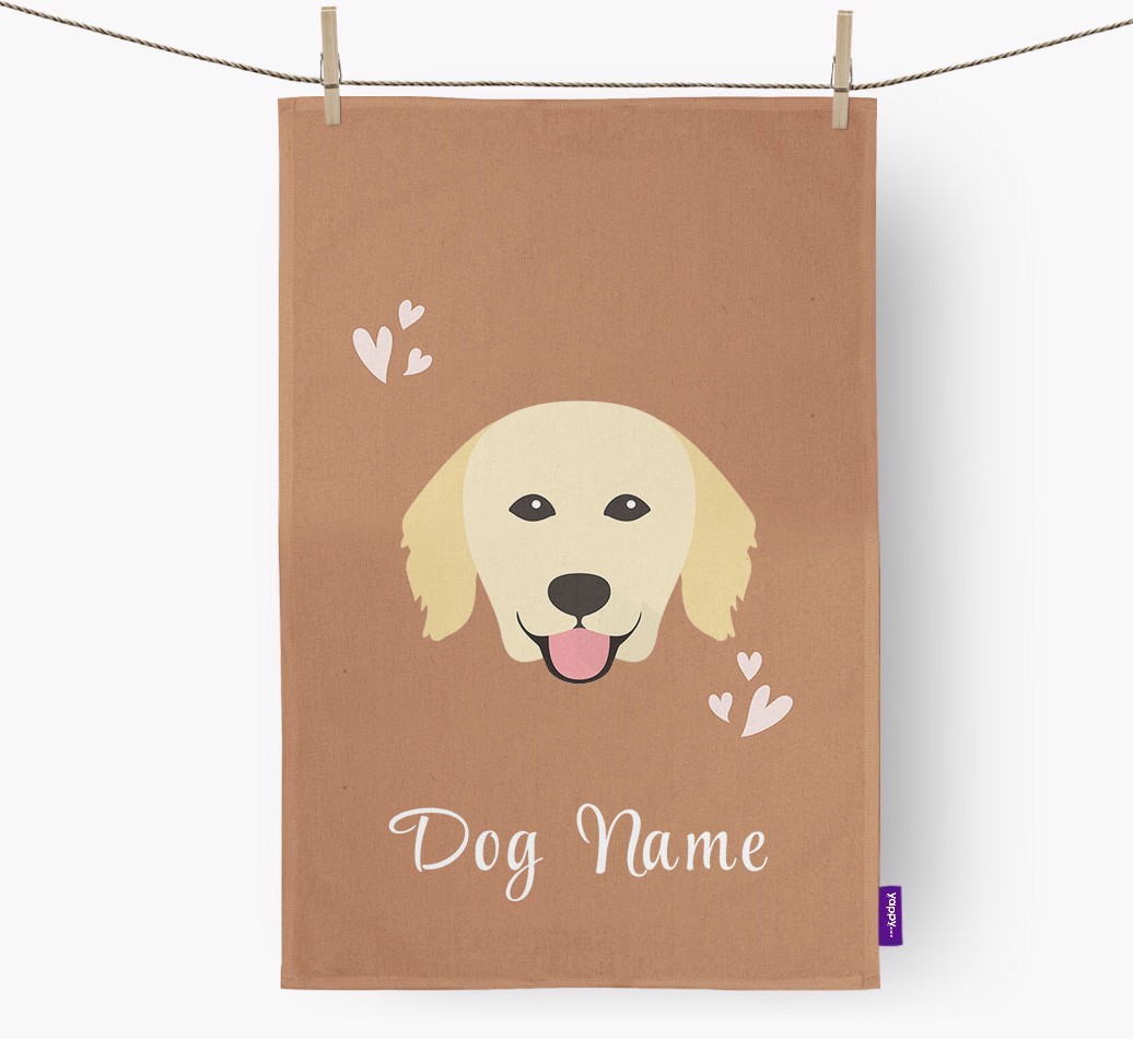 'Hearts' - Personalised {breedFullName} Tea Towel