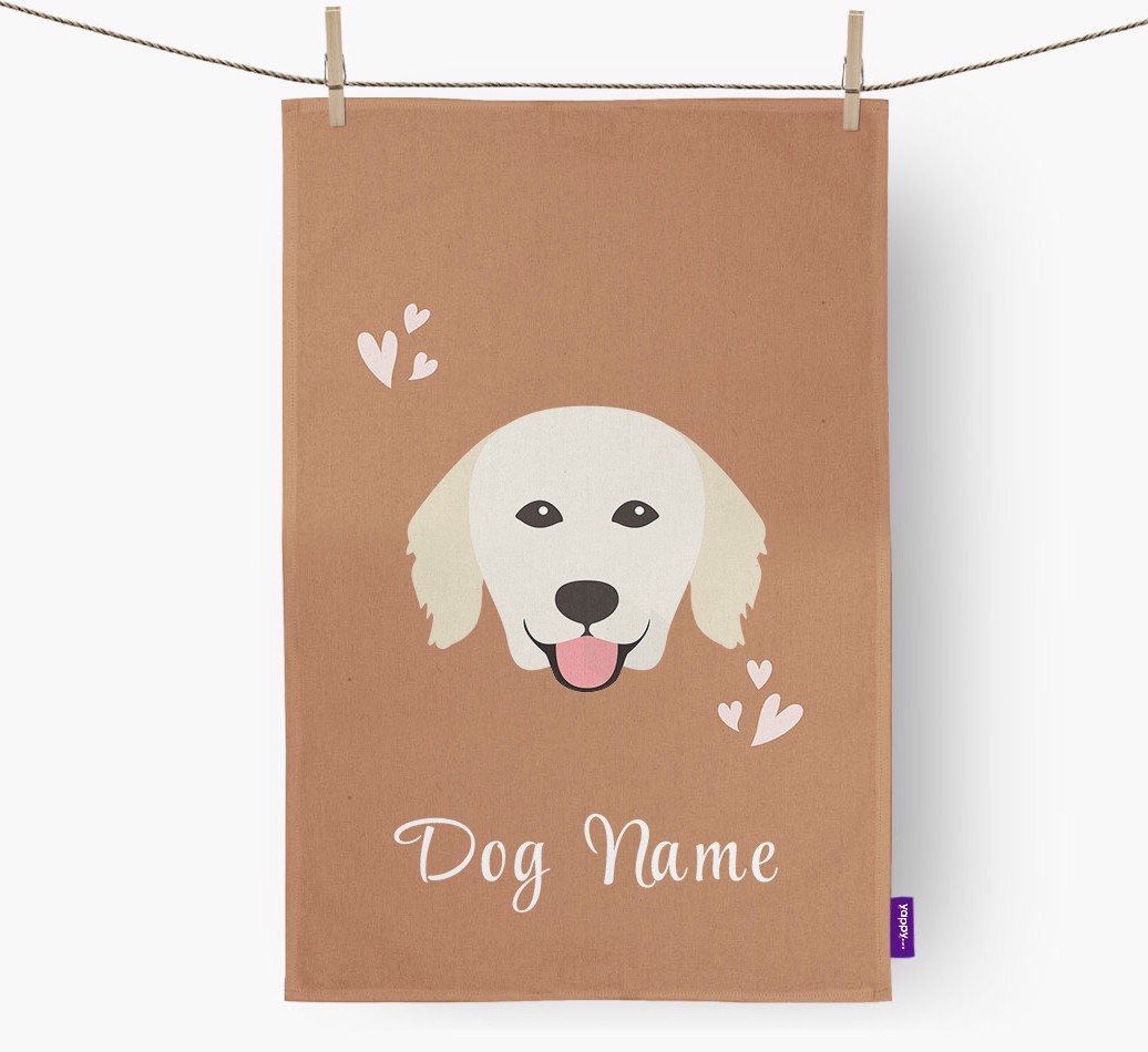 'Hearts' - Personalised {breedFullName} Tea Towel