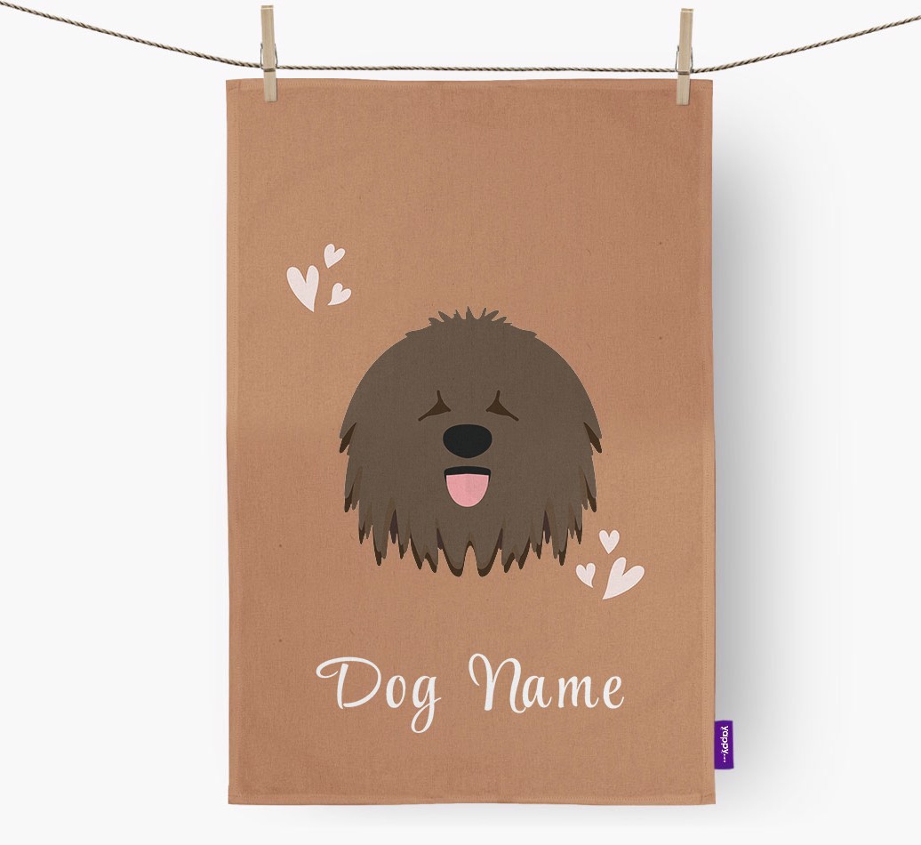 'Hearts' - Personalised {breedFullName} Tea Towel